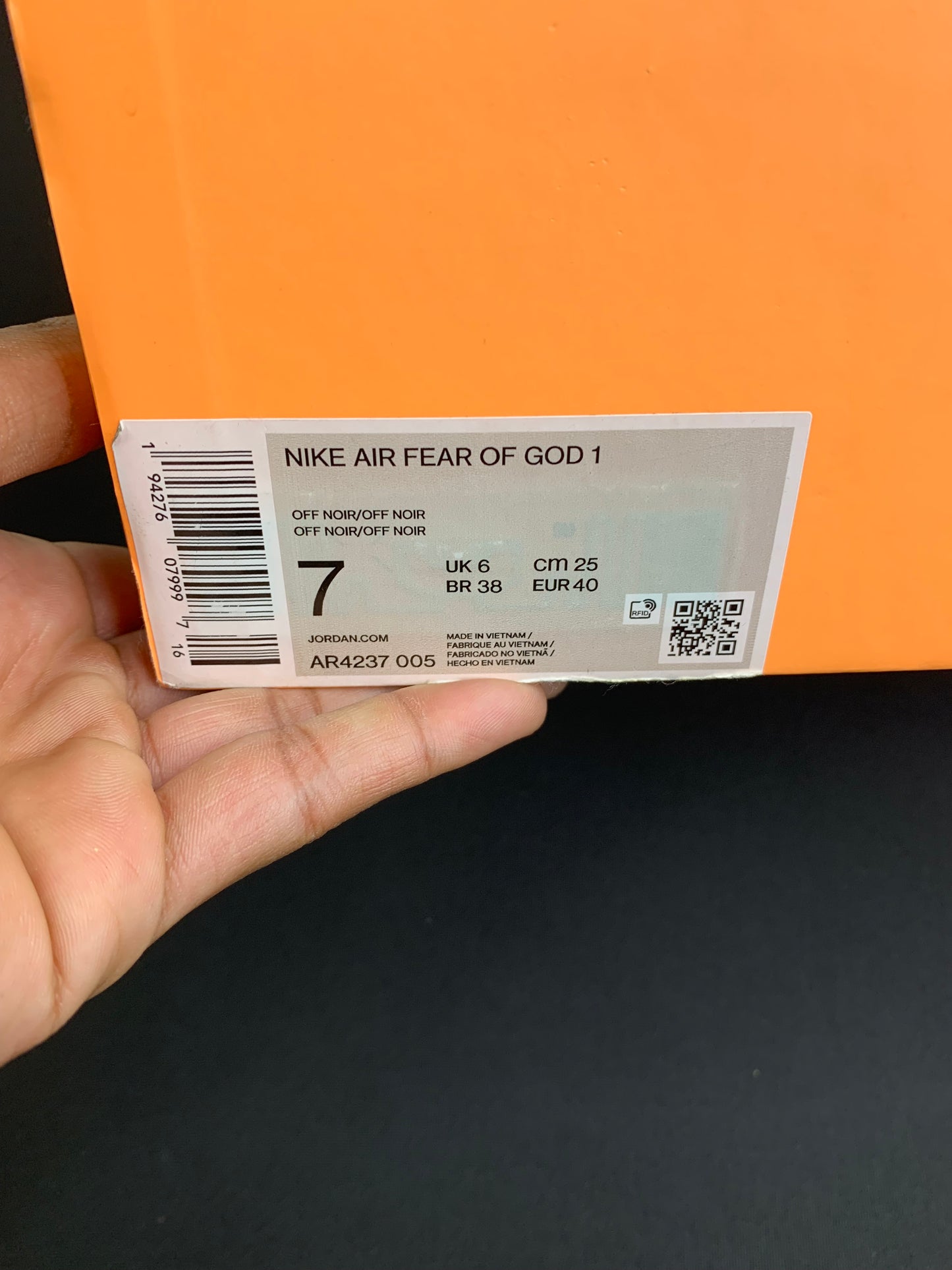 Air Fear Of God 1 “Triple Black” (Preowned)